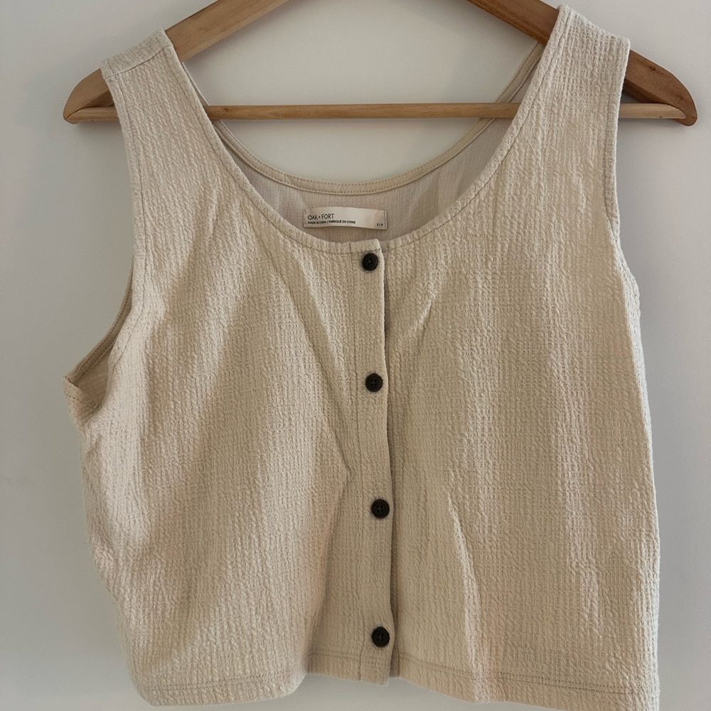 OAK + FORT Beige Textured Tank Top